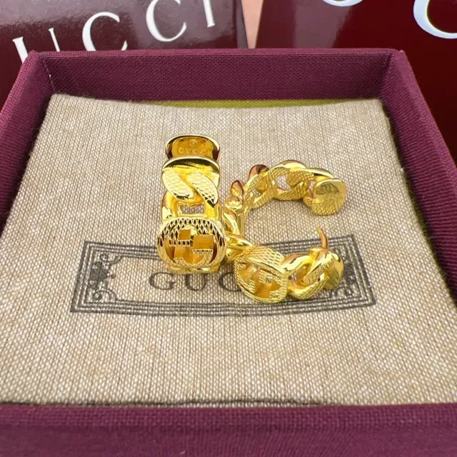 Gucci GG Marmont Chain-Link Gold-Tone Hoop Earrings 5