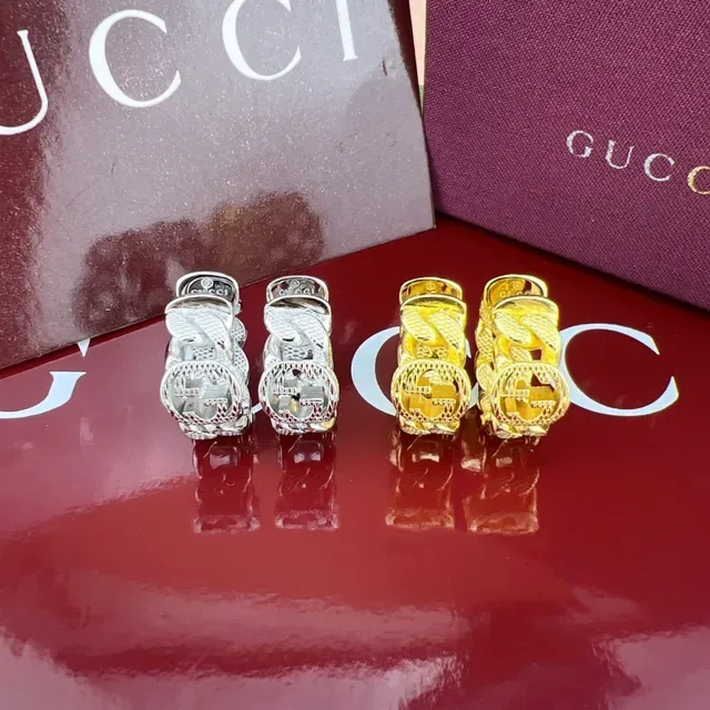 Gucci GG Marmont Chain-Link Gold-Tone Hoop Earrings 8