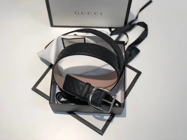 Gucci GG Marmont Embossed Black Leather Belt 5