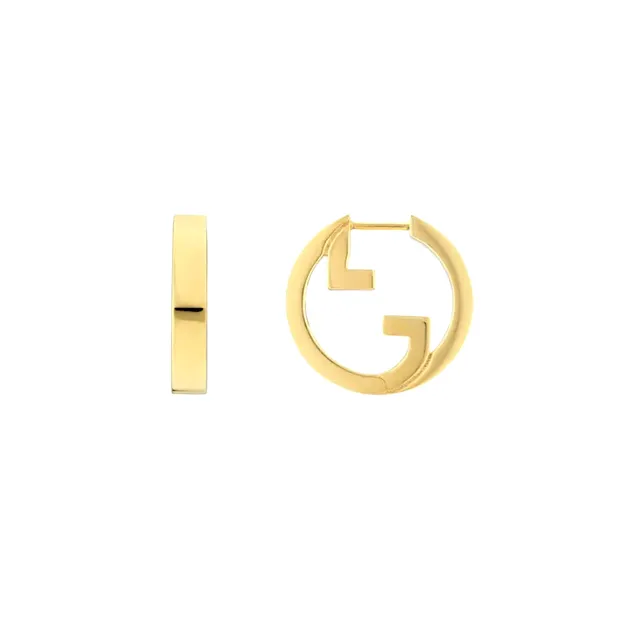 Gucci GG Marmont Gold Silver Interlocking G Logo Circular Hoop Earrings 7