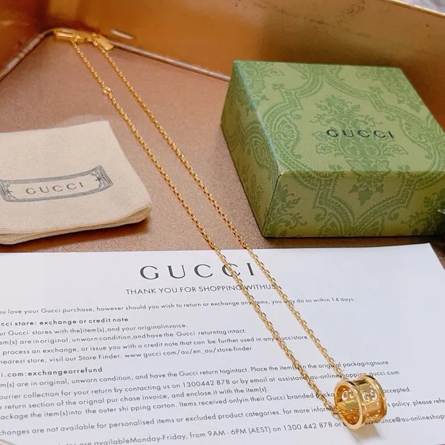 Gucci GG Marmont Gold-Tone Rotating Pendant Necklace 2