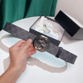 Gucci GG Marmont Gray Monogram Leather Belt