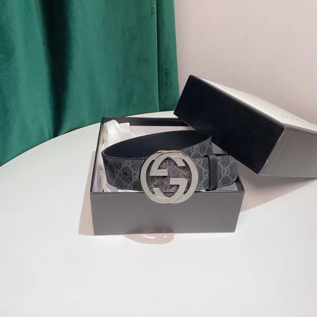 Gucci GG Marmont Gray Monogram Leather Belt 9