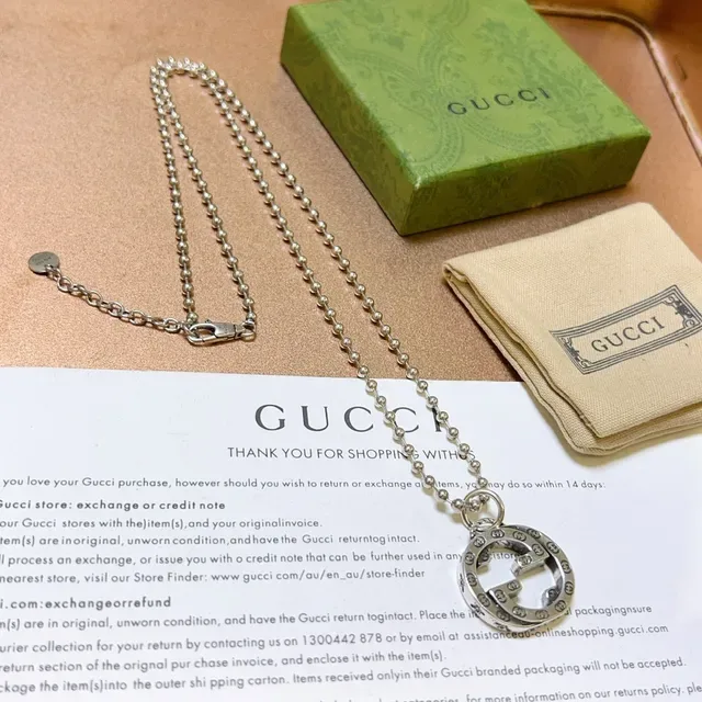Gucci GG Marmont Interlocking G Pendant Silver-Tone Ball Chain Necklace 4