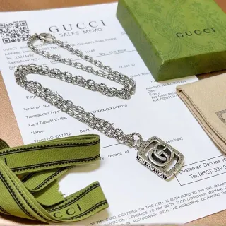 Gucci GG Marmont Interlocking G Pendant Silver-Tone Chain Necklace