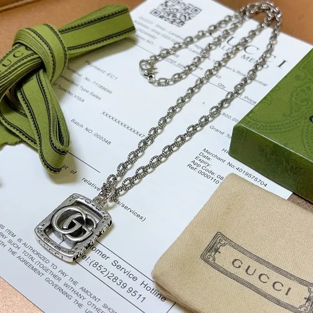 Gucci GG Marmont Interlocking G Pendant Silver-Tone Chain Necklace 3