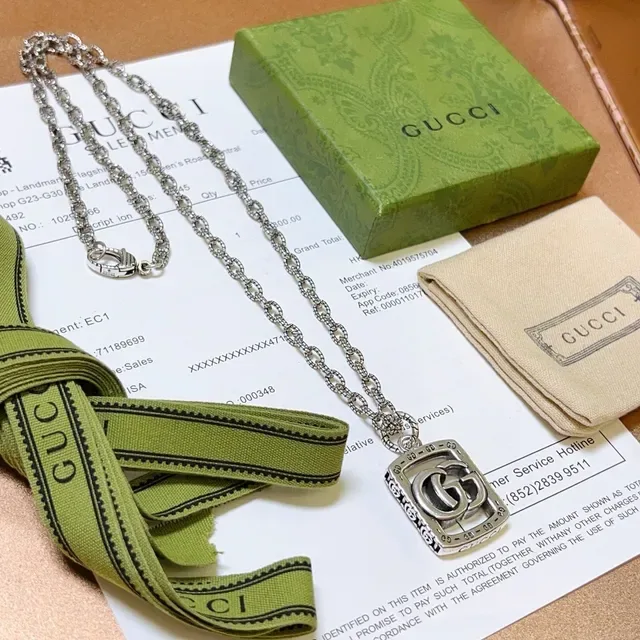 Gucci GG Marmont Interlocking G Pendant Silver-Tone Chain Necklace 6