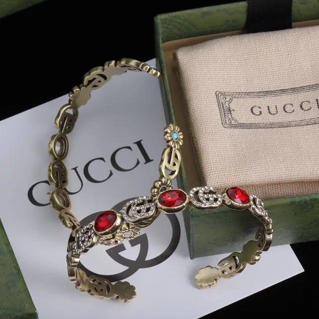 Gucci GG Marmont Multicolor Crystal Cuff Bracelet 4