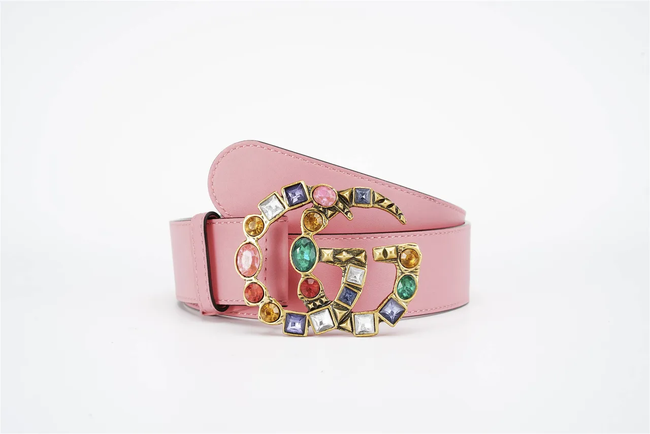 Gucci GG Marmont Multicolor Crystal Pink Leather Belt 1