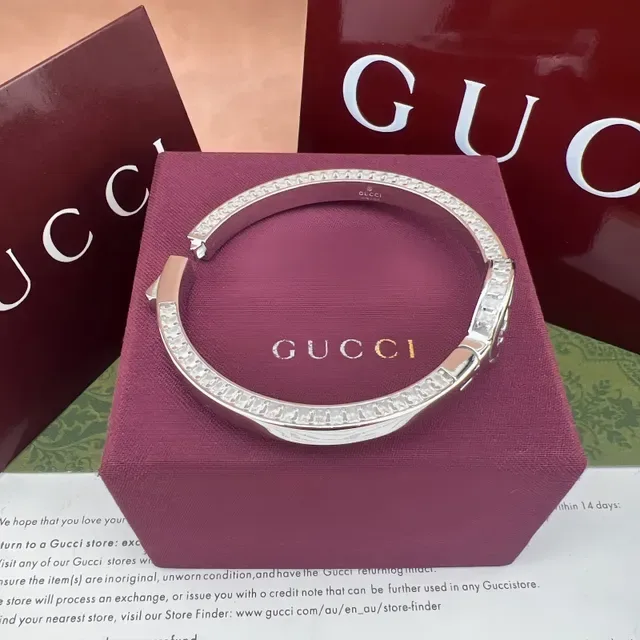 Gucci GG Marmont Pavé Crystal Gold-Tone Hinged Bracelet 3