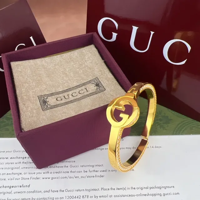 Gucci GG Marmont Pavé Crystal Gold-Tone Hinged Bracelet 6