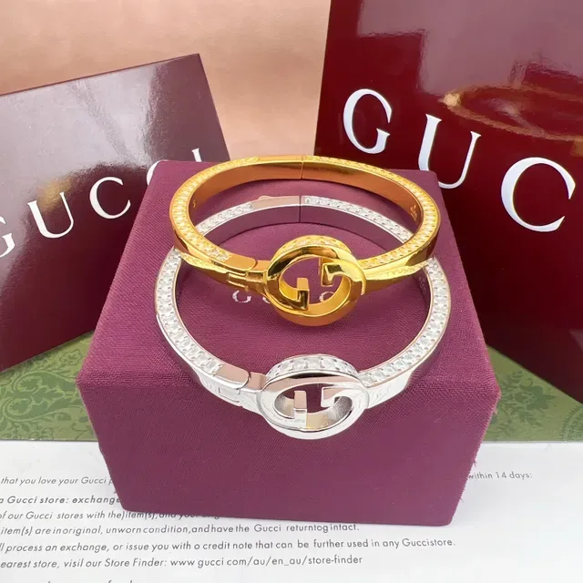 Gucci GG Marmont Pavé Crystal Gold-Tone Hinged Bracelet 8