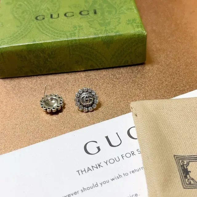 Gucci GG Marmont Pavé Crystal Interlocking G Stud Earrings 2