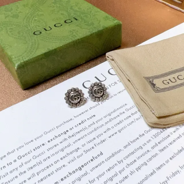 Gucci GG Marmont Pavé Crystal Interlocking G Stud Earrings 4
