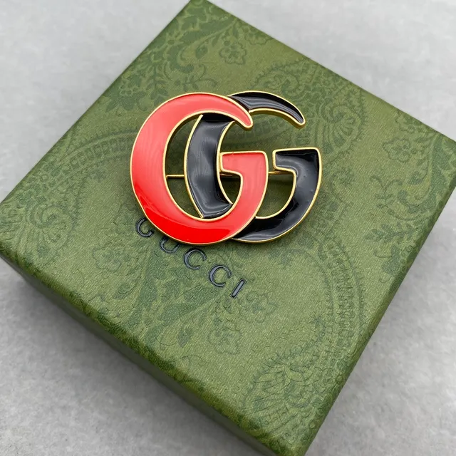 Gucci GG Marmont Pink Black Gold-Tone Chain Enamel Double-G Pendant Necklace 3