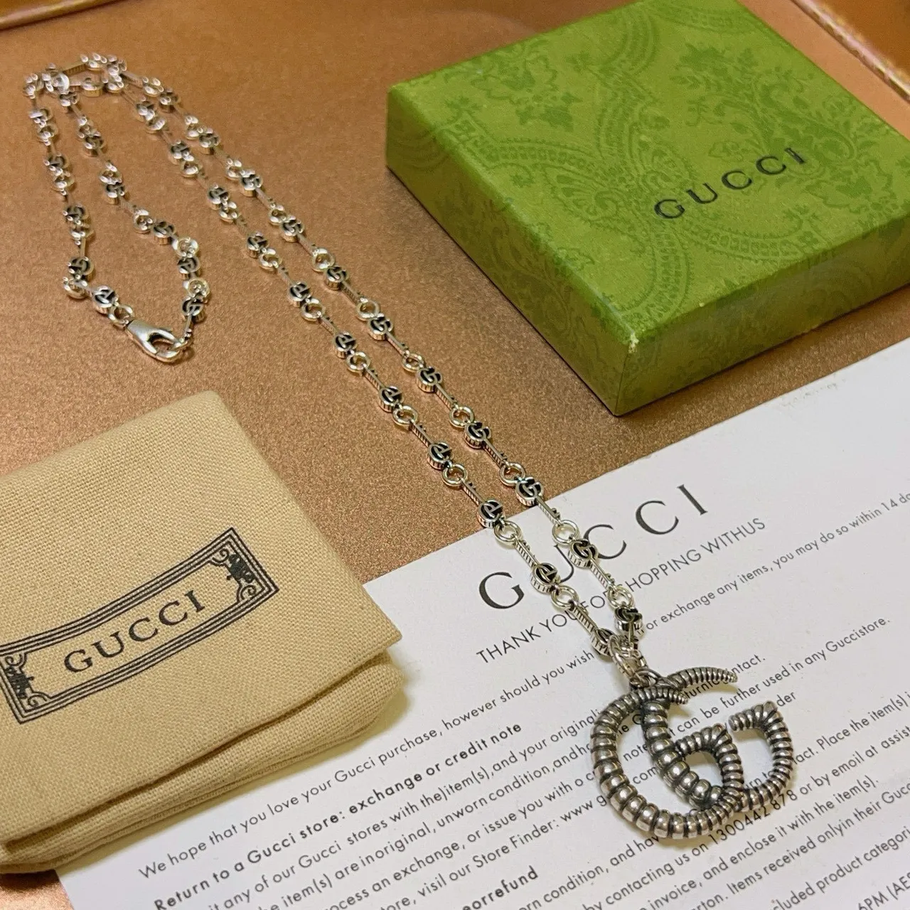Gucci GG Marmont Rope-Textured Double G Necklace 3
