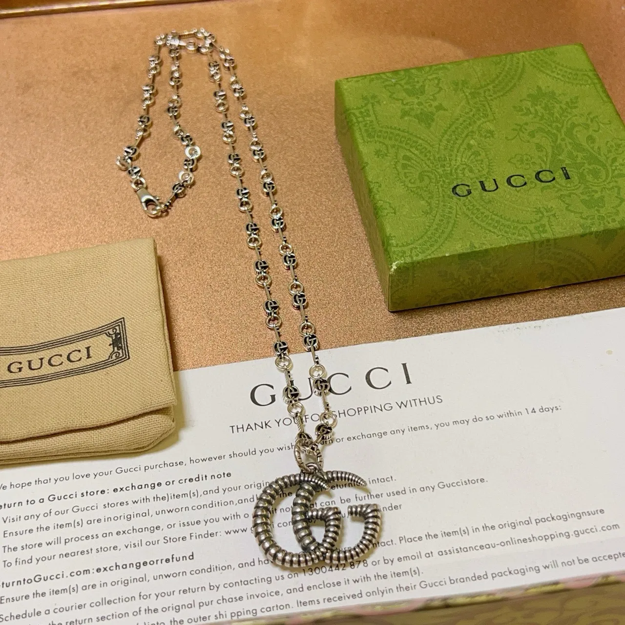 Gucci GG Marmont Rope-Textured Double G Necklace 6