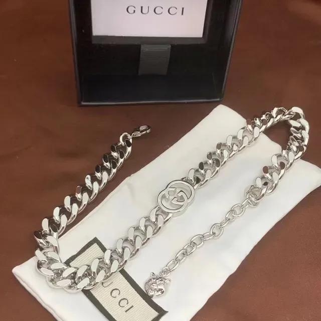 Gucci GG Marmont Silver-Tone Curb Chain Necklace 4