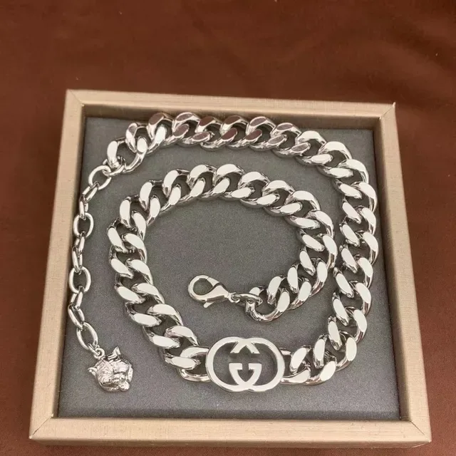 Gucci GG Marmont Silver-Tone Curb Chain Necklace 7