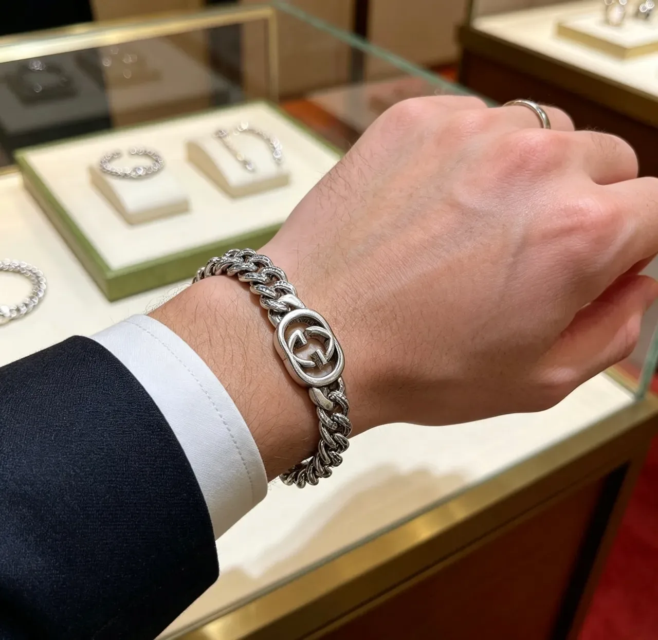 Gucci GG Marmont Silver-Tone Curb-Link Bracelet 3