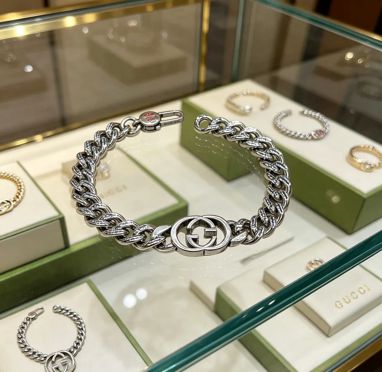 Gucci GG Marmont Silver-Tone Curb-Link Bracelet 7