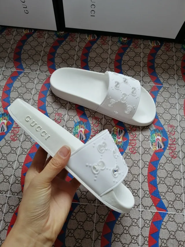 Gucci GG Marmont Slide White Rubber Slippers 2