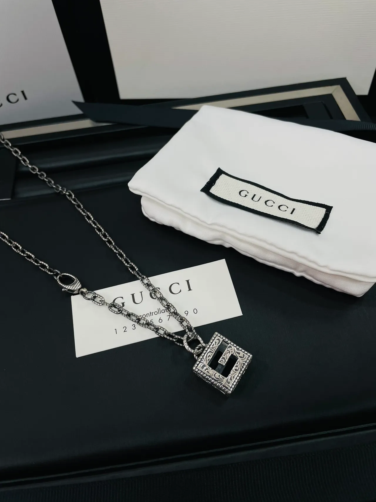 Gucci GG Marmont Square Interlocking G Pendant Necklace 3