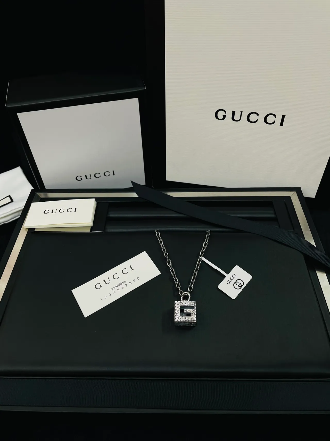 Gucci GG Marmont Square Interlocking G Pendant Necklace 5