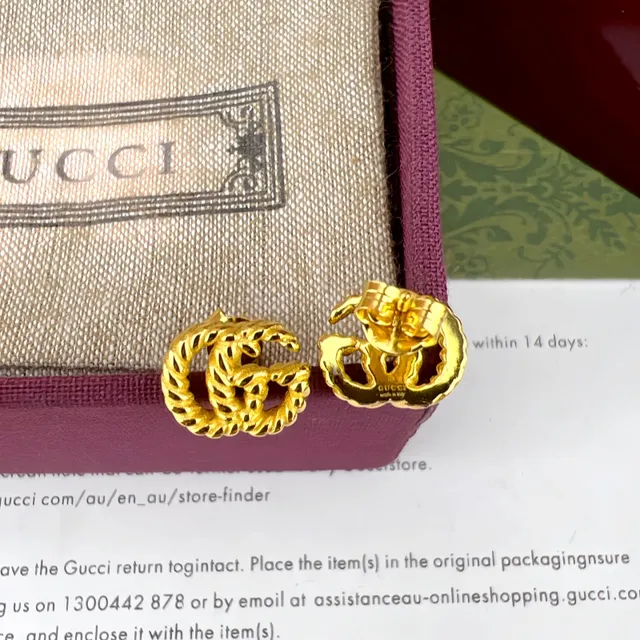 Gucci GG Marmont Twisted Rope Interlocking G Stud Earrings 4
