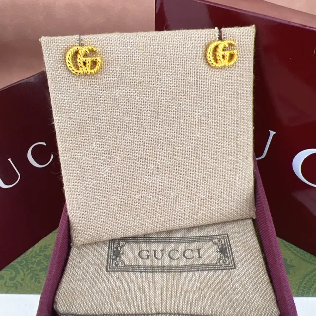 Gucci GG Marmont Twisted Rope Interlocking G Stud Earrings 6