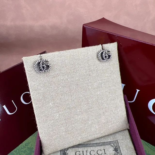 Gucci GG Marmont Twisted Rope Interlocking G Stud Earrings 7