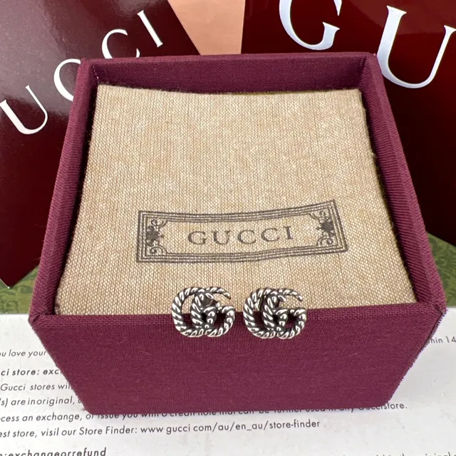 Gucci GG Marmont Twisted Rope Interlocking G Stud Earrings 9
