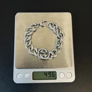 Gucci GG Marmont Twisted Rope-Link Silver Bracelet
