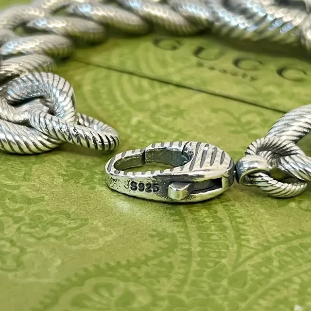 Gucci GG Marmont Twisted Rope-Link Silver Bracelet 9