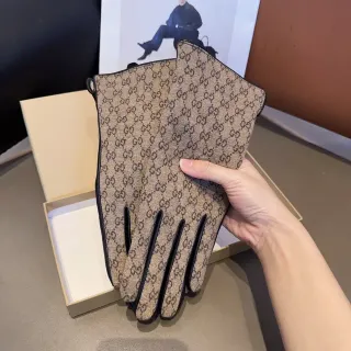 Gucci GG Monogram Canvas and Leather Gloves