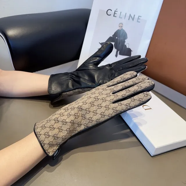 Gucci GG Monogram Canvas and Leather Gloves 3