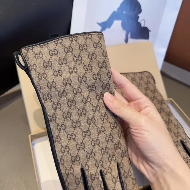Gucci GG Monogram Canvas and Leather Gloves 9
