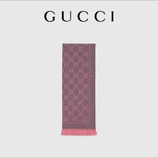 Gucci GG Monogram গ্রাফাইট এবং পিঙ্ক ক্যাশমির স্কার্ফ