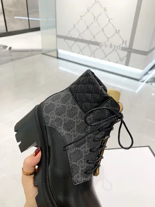 Gucci GG Monogram Col matelassé Semelle épaisse à crampons Bottine cheville 3