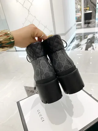 Gucci GG Monogram Col matelassé Semelle épaisse à crampons Bottine cheville 4