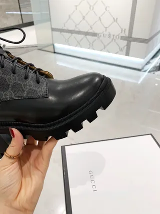 Gucci GG Monogram Col matelassé Semelle épaisse à crampons Bottine cheville 8