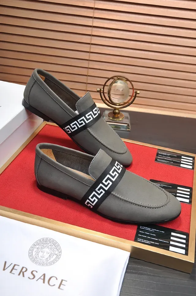 Gucci Greca Loafer Olive Gray Leather Loafers 4