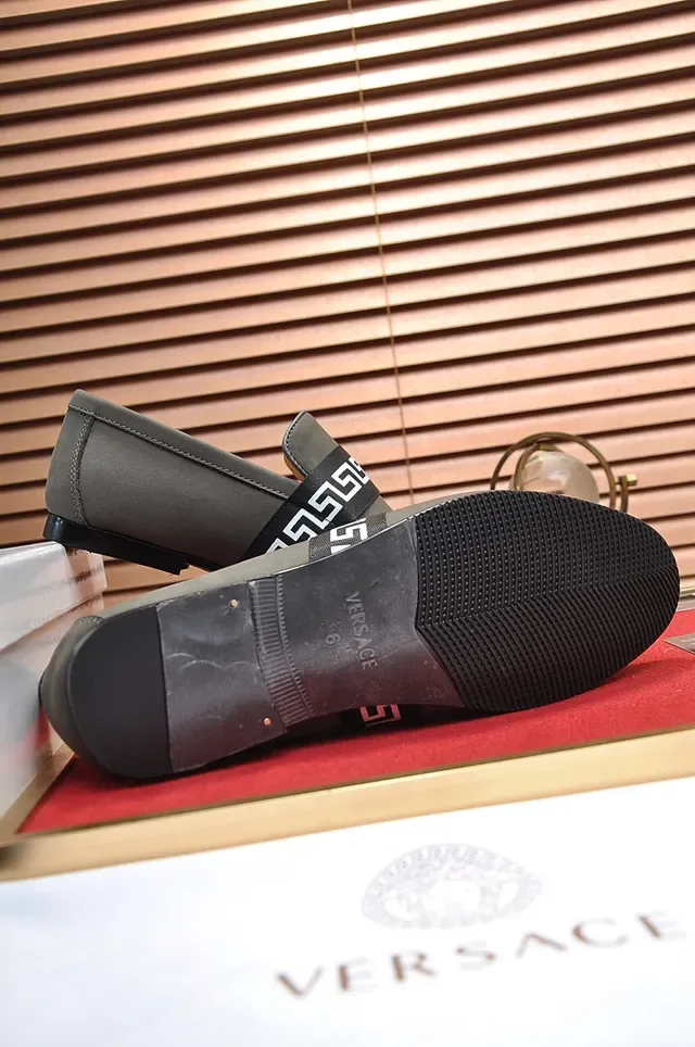 Gucci Greca Loafer Olive Gray Leather Loafers 5