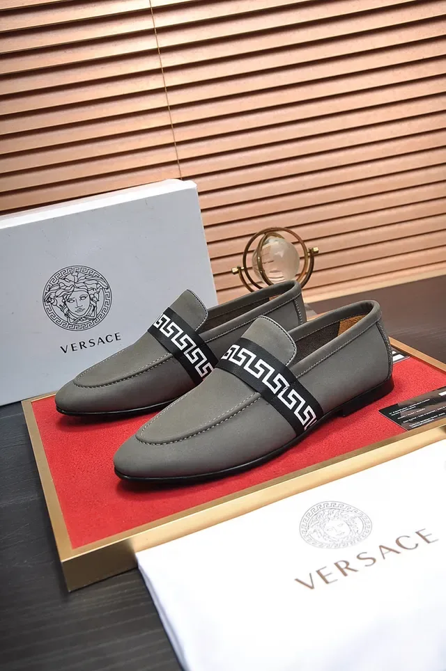 Gucci Greca Loafer Olive Gray Leather Loafers 8