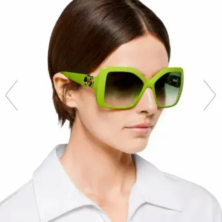 Gucci Green Oversized Square Frame Acetate Construction Sunglasses