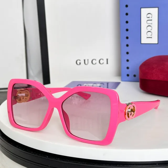Gucci 绿色超大方形镜框醋酸镜面太阳镜 2
