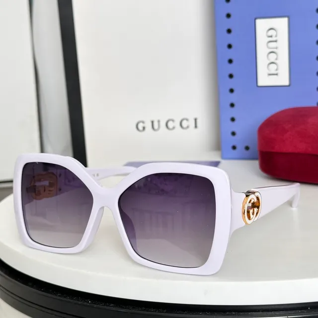 Gucci 绿色超大方形镜框醋酸镜面太阳镜 5