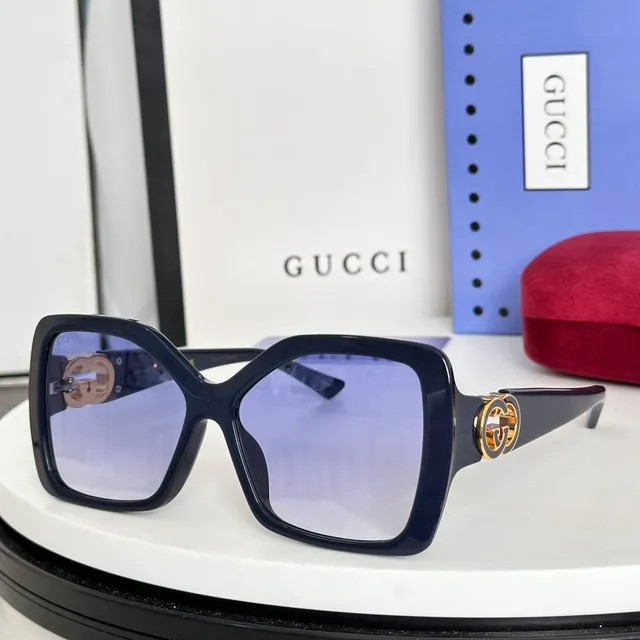 Gucci 绿色超大方形镜框醋酸镜面太阳镜 6