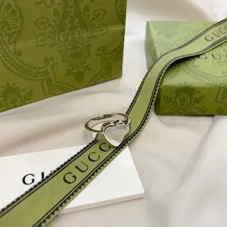 Gucci Heart-Shaped Engraved Logo Ring