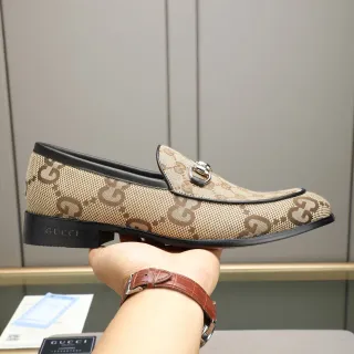 Gucci Horsebit 1955 米色棕色 GG Monogram 乐福鞋